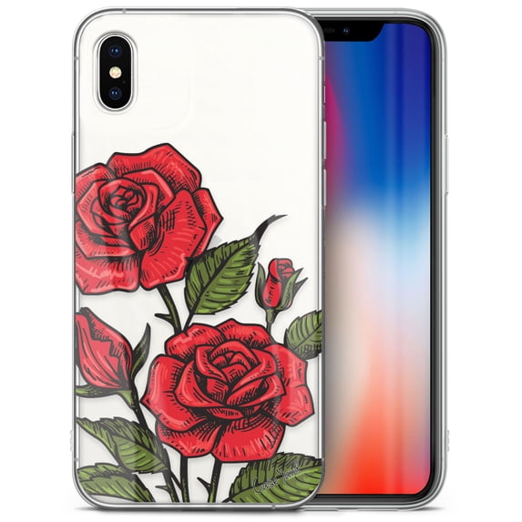 Case Yard iPhone-XS-Max Case Clear Soft & Flexible TPU Ultra Low Profile Slim Fit Thin Shockproof Transparent Bumper Protective Cover Drop Protective Cell Phone Cases (Rose Bouquet)
