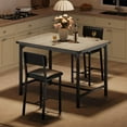 thumbnail image 3 of Juego de Mesa y Sillas para 2 Personas con Reposapiés y Respaldo, Mesa de Altura de Barra con 2 Sillas Tapizadas para Cocina, Espacios Pequeños, Gris Retro, 3 of 8