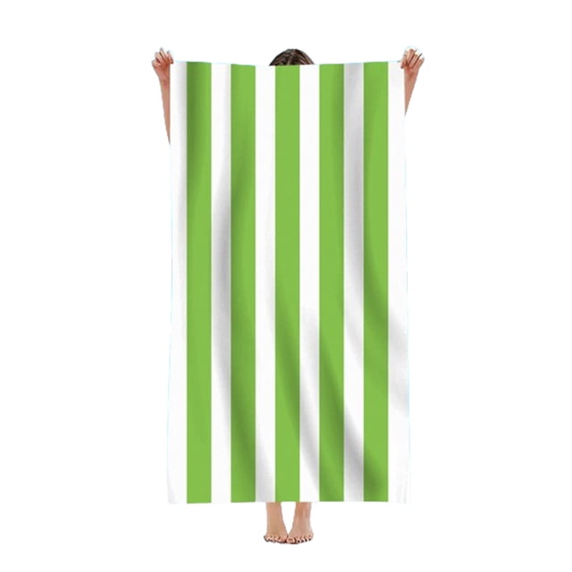 Paquete de 2 toallas de playa grandes a rayas, toalla de piscina, toalla de baño (verde, 75*150 cm): suave, de secado rápido y ligera