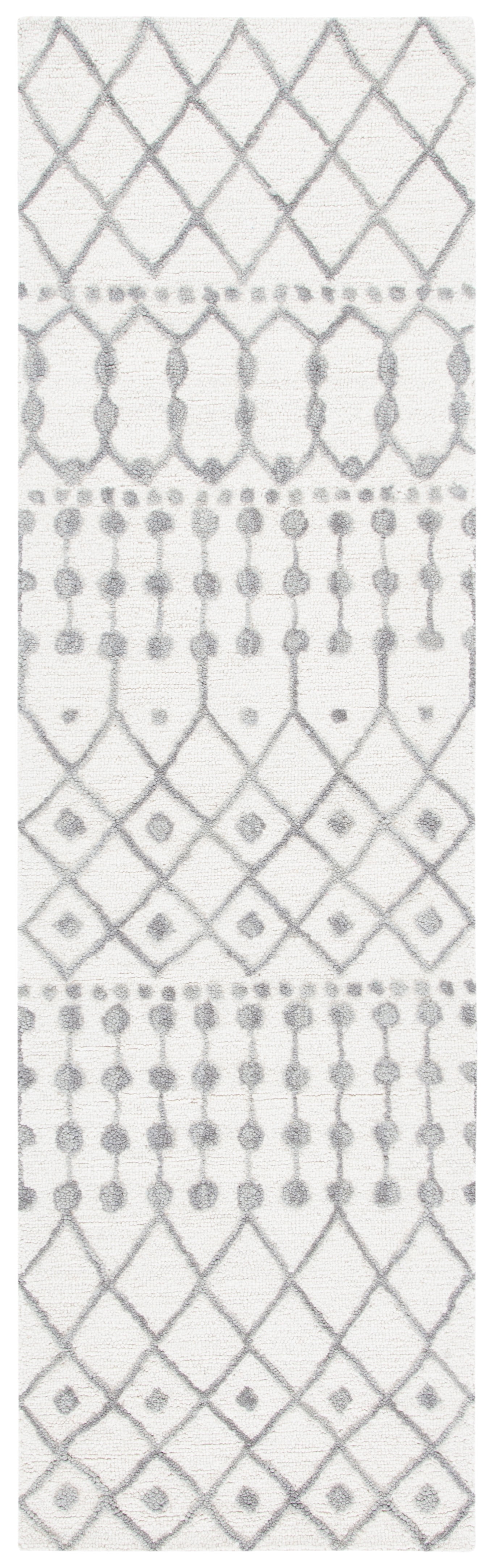 SAFAVIEH Blossom Aspen Geometric Wool Runner Rug, Ivory/Grey, 2'3" x 5'