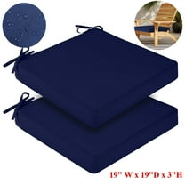 (Set of 2) Outdoor Chair Cushions for Patio Furniture, Waterproof 19" x 19" x 3" Square Patio Chair Seat Cushion with Non-Slip Ties & Handle