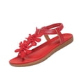 thumbnail image 3 of Domuza Women's Floral Thong Sandals, Elastic Ankle Strap Comfortable Non-Slip Flat Shoes for Summer Casual Wear Red 6.5（EU-37）, 3 of 6