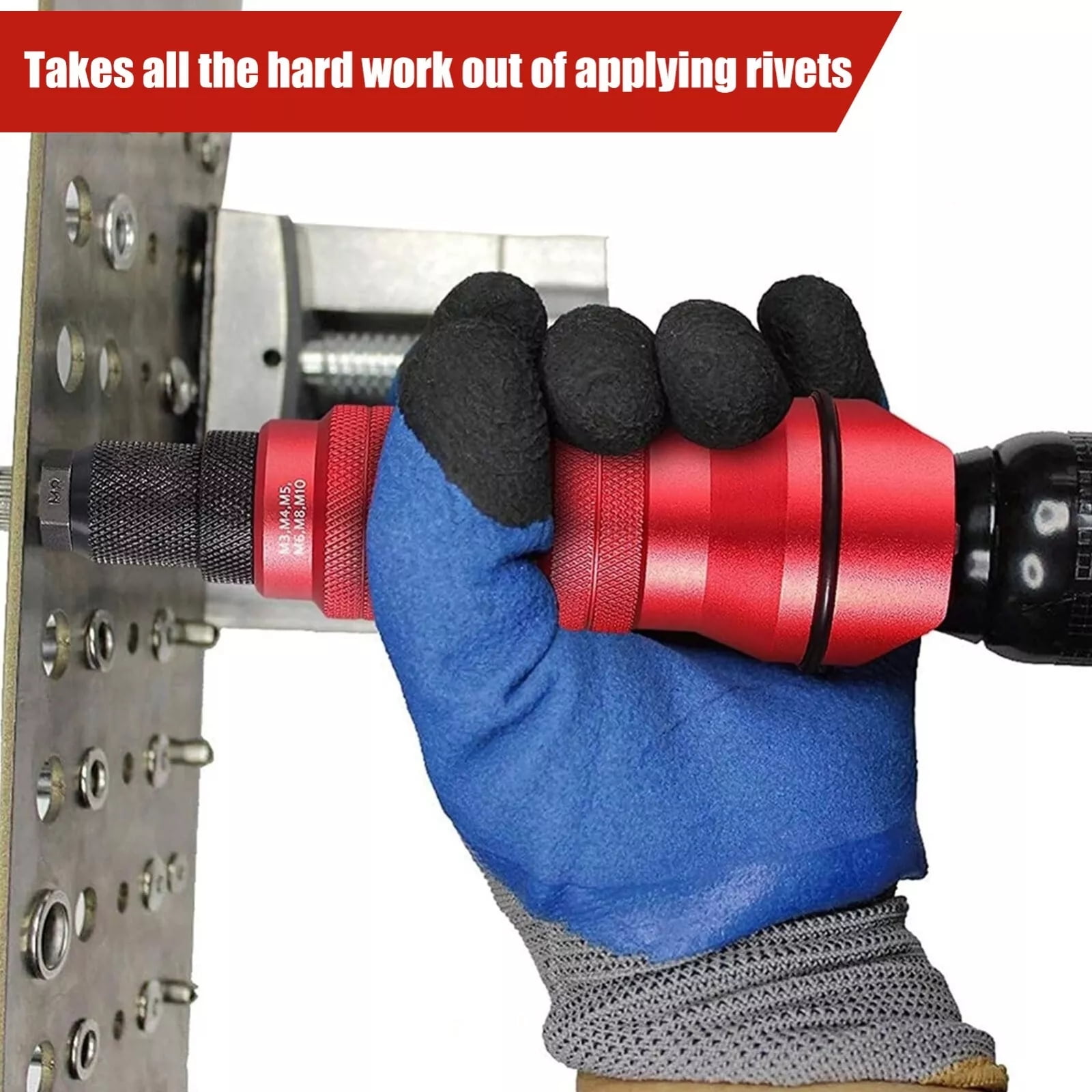 iMeshbean Pneumatic Drill Electric Rivet Nut Gun Adapter Riveter Rivnut M3-M10 150pcs