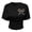 Black, variant on Girls' Leopard Print Bow Crop Top - Short Sleeve Ruched Casual Tee Size:5-6 Years