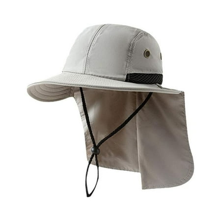 Max Choice Sun Protection Fishing Riding Hat Light Gray Men s Wide Brim UV Protection Breathable Adjustable Strap