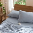 thumbnail image 5 of MooMee Pillowcases 100% Washed Cotton Linen Like Textured Envelope Closure Set of 2 (Cornflower Blue, Standard), 5 of 5