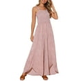 thumbnail image 2 of INSPIRE CHIC Women's Jumpsuit Square Neck Smocked Sleeveless Split Wide Leg Romper L Dusty Pink, 2 of 6