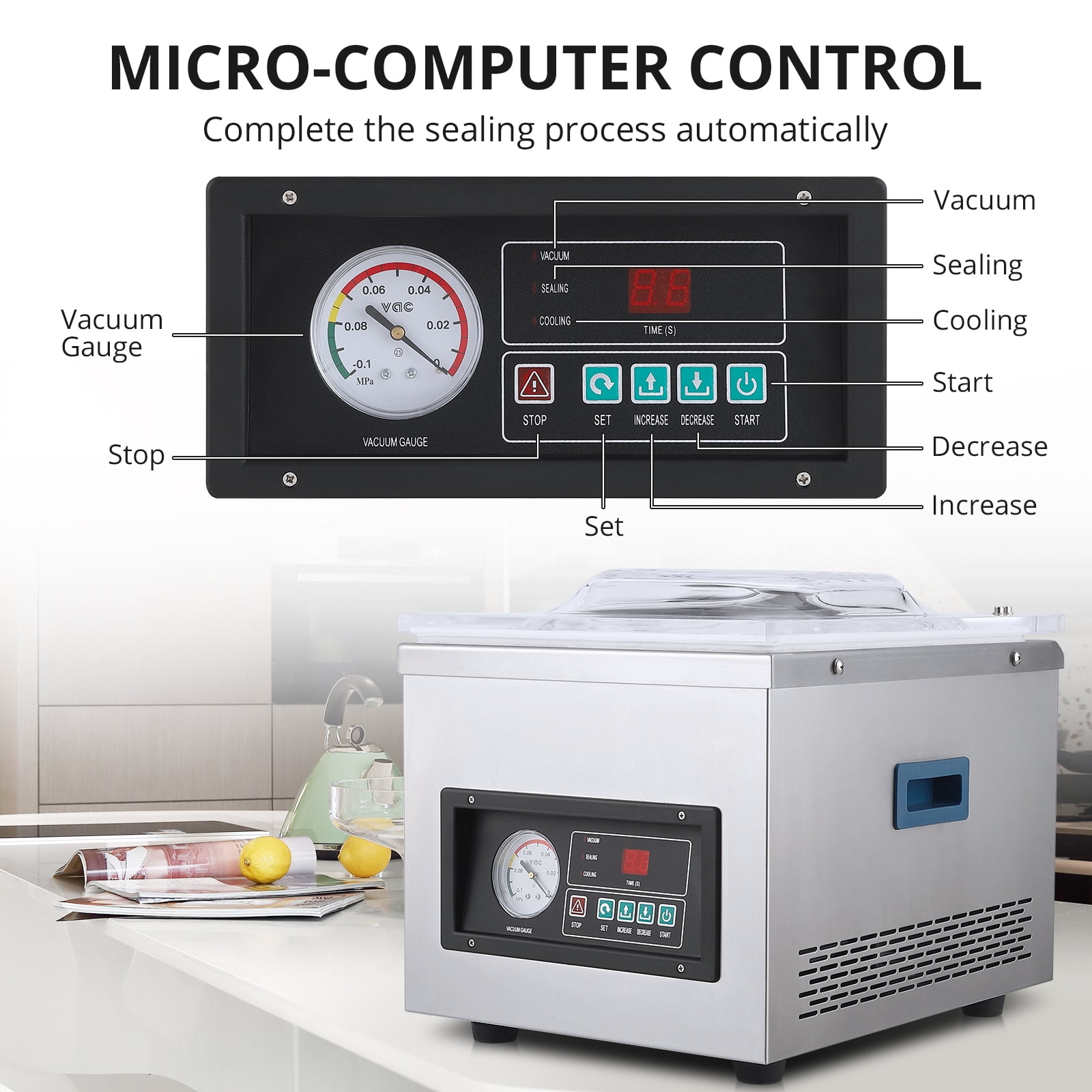 Chamber Vacuum Sealer machine,180W-320W,DZ-260A 6.5 m³/h Pump Rate,Microcomputer Controlled,Household and Commercial Vacuum Sealing Machines with Stainless Steel Structure