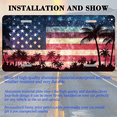 thumbnail image 3 of 1 Pcs 2D Flat License Plate Covers & Frames, American Flag with Palm Trees For Decorative Front, Waterproof For Decoration Aluminum License Plate Covers & Frames Cover For Men Women, 12" X 6", 3 of 7