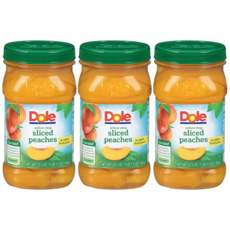 Hill Fruit - (3 Pack) Dole Yellow Cling Sliced Peaches in 100% Fruit Juice, 23.5 oz