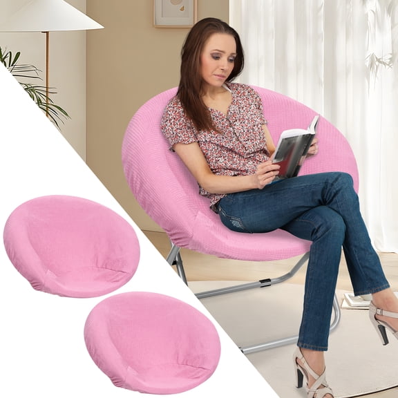 2Pcs Saucer Chair Cover Removable Round Moon Chair Protector High Elastic Papasan Cushion Cover Machine Washable
