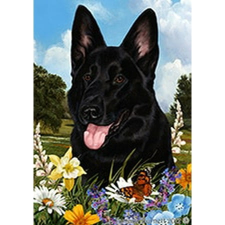 German Shepherd Black - Best of Breed  Summer Flowers Garden