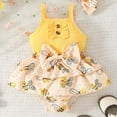 thumbnail image 2 of Gubotare Baby Girl Summer Clothes Baby Girl Summer Clothes Stripe Romper Dress Sleeveless Tutu Dresses Toddler Cute Outfit 0 3 6 9 12 18 24 Months (Yellow,Size 3-6 Months), 2 of 3