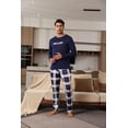 thumbnail image 4 of ZEFORTEX Men's Pajamas Set Long Sleeve Top with Plaid Pants Soft Sleepwear Loungewear, 4 of 5