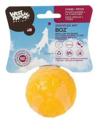 West Paw  Zogoflex Air  Yellow  Boz  Synthetic Rubber  Ball Dog Toy  Large 