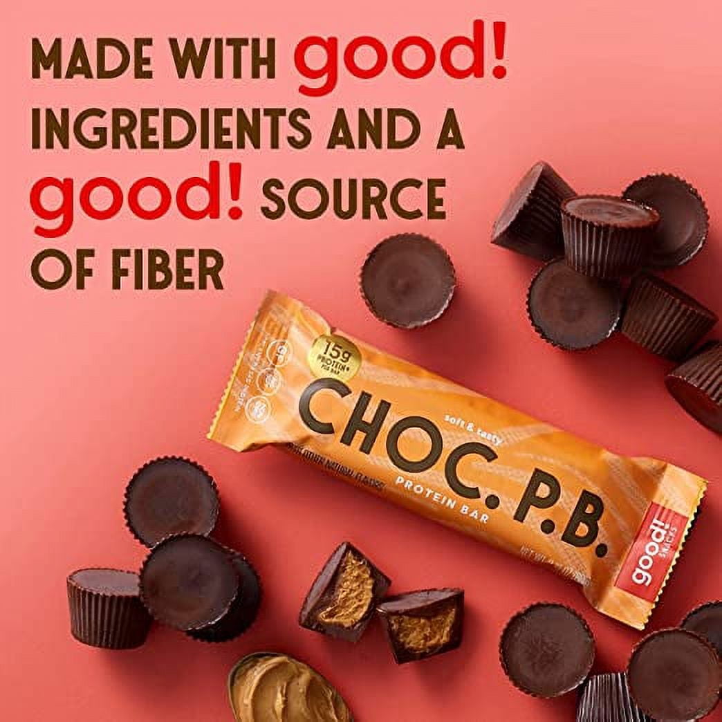 good! Snacks Vegan Protein Bars, Chocolate Peanut Butter Bar, Gluten-Free, Plant-Based, Low Sugar, High Protein 15g Meal Replacement Bar, Kosher, Soy Free, Non Dairy, Non GMO, Vegetarian (12 Bars)