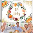 thumbnail image 4 of Floral Circle With Golden Dots Baby Shower Backdrop, 4 of 5