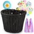 thumbnail image 3 of Opolski 1 Set Hand-Woven Bicycle Basket with Stickers Large Capacity Easy Installation Bicycle Front Basket, 3 of 7