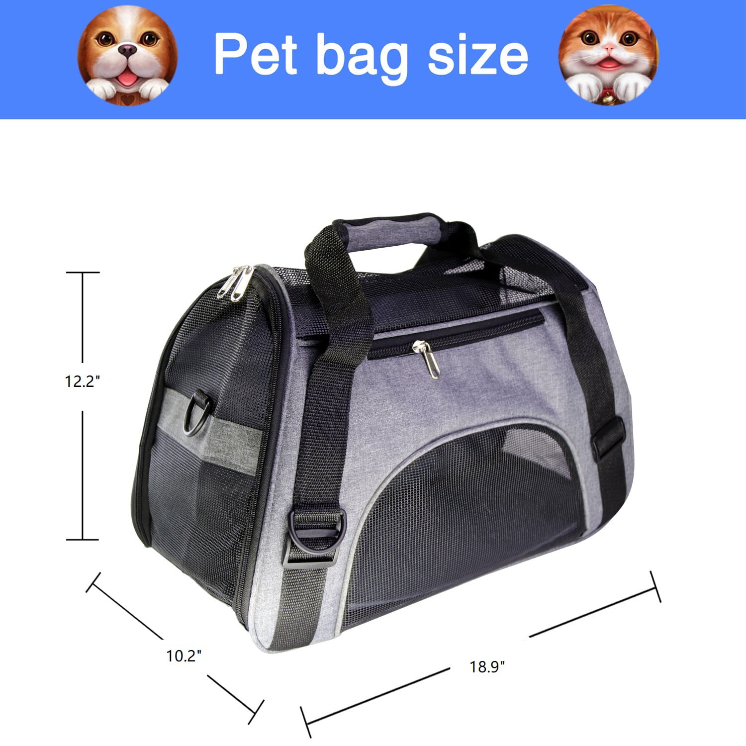 Petulu Soft-Sided  Airline Approved Cat Carrier for Cats, Puppies, and  Small Dogs up to