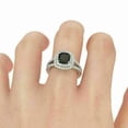 thumbnail image 2 of 2Ct Cushion Cut Black Diamond Double Halo Wedding Ring 14K White Gold Plated, 2 of 5