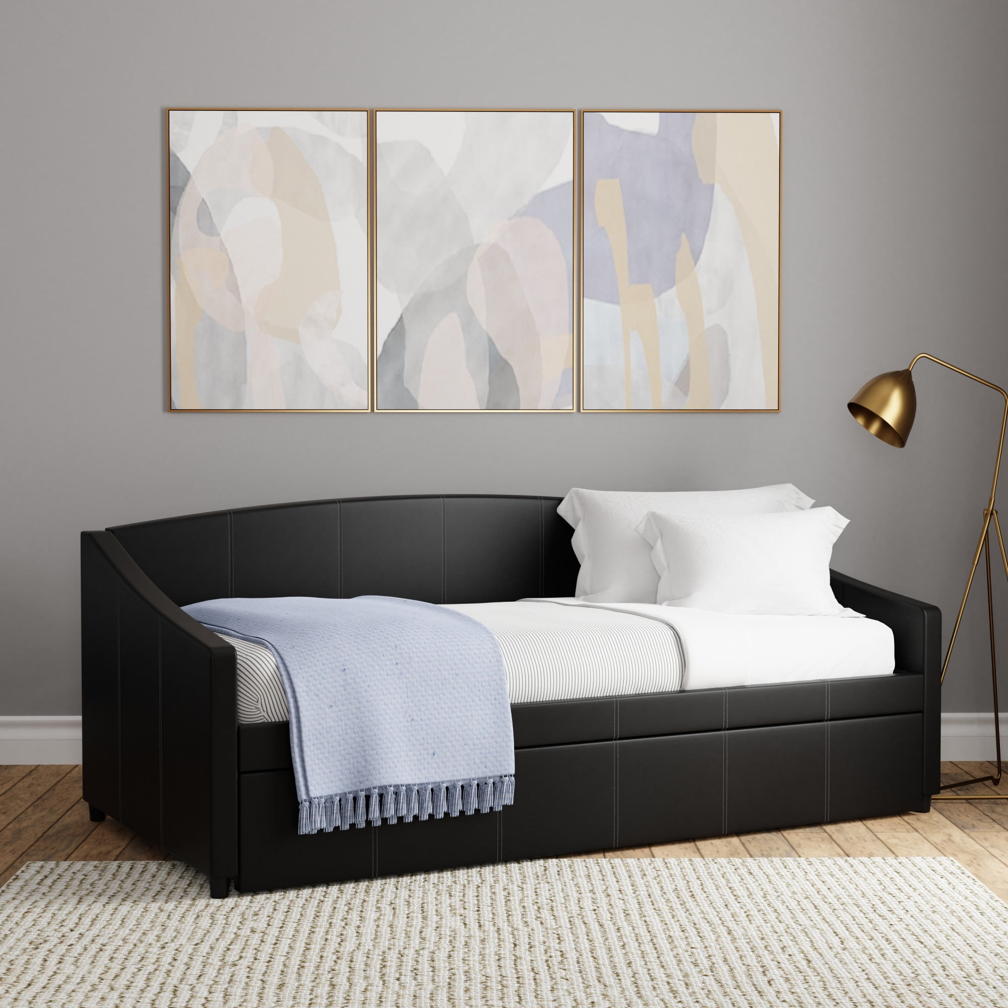 Hillsdale Oakley Upholstered Twin Daybed with Trundle, Black