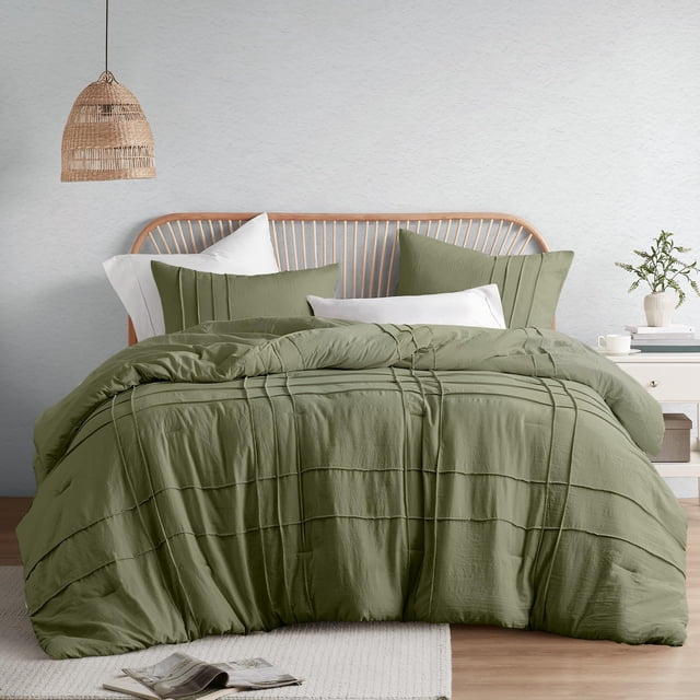 Juego de edredón Comfort Spaces, color verde oliva, tamaño king size, 3 piezas