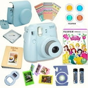 Fujifilm Instax Mini 8 Camera BLUE + Instax mini 8 instant films 10 pack (Disney Princess) + MASSIVE BUNDLE for Fujifilm instax mini 8 camera