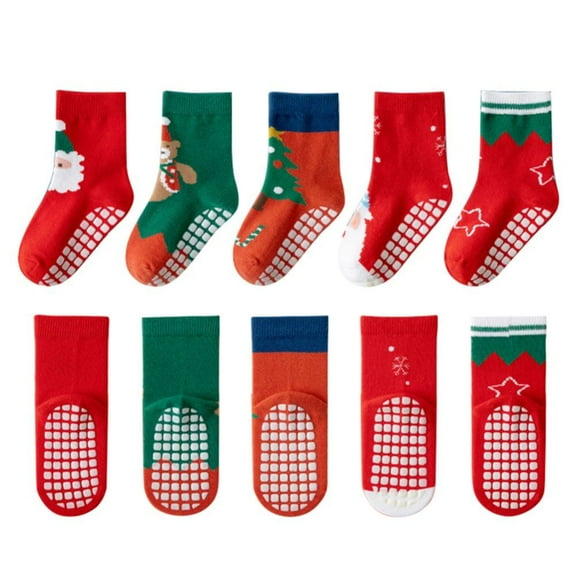 SILVERCELL Boys and Girls Cotton Socks Set Toddler Children‘s Cartoon Pattern Christmas Socks for 1-12 Years Old 5 Pairs