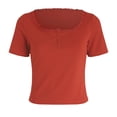 thumbnail image 4 of QGJZVUNL Womens Summer Tank Tops with Built In Bras Casual Short Sleeve Ribbed Knit Shirts Size M, 4 of 7