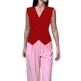 thumbnail image 1 of Jindong Gilets Décontractés pour Femmes, Costume Tailleur Ajusté, Petit Gilet Sans Manches Court, Manteaux Rouges pour Femmes, 1 of 7