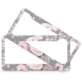 thumbnail image 2 of Watercolor Floral Flower Rose License Plate Frame 2 Pack Floral Pink Watercolor Roses Bud Abstract Leaf Flower Personalized License Plate Frame for Women Men Metal License Plate Frames, 2 of 6