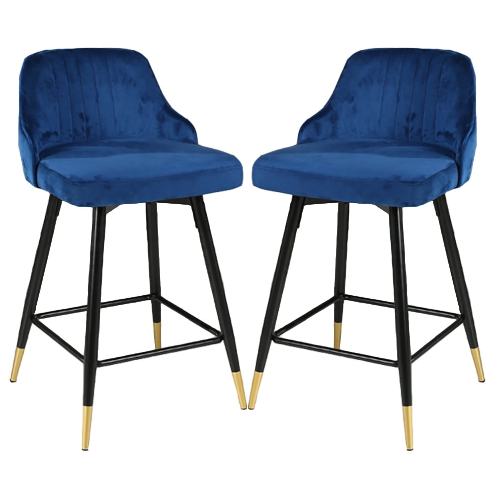 Buy 25 Swivel Counter Height Bar Stools Set of 2, Blue Velvet Bar Stool
