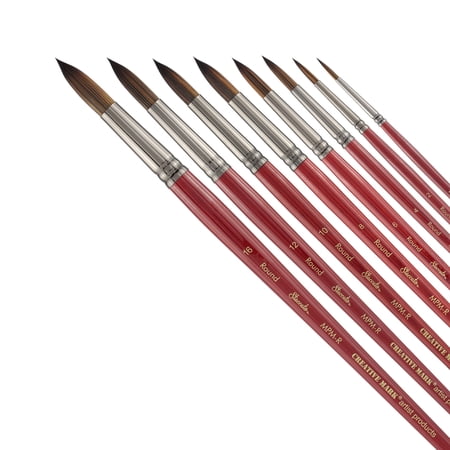 Creative Mark Staccato Synthetic Art Paint Brush - Assorted Round Brush Set of 8 - Long Handle, Hand-Crafted Artist Paint Brush Set - Multimedia Fine Art Paint Brushes