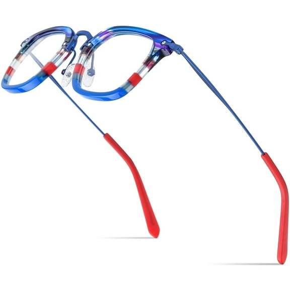 FONEX Acetate Titanium Glasses Frame Men Square Eyeglasses Vintage Optical Eyewear ( 85791 Blue )