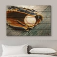 thumbnail image 3 of wall26 Canvas Print Wall Art Wood Panel Effect Retro Vintage Baseball in Catcher's Mitt Sports Fitness Photography Realism Decorative Scenic Multicolor for Living Room, Bedroom, Office - 32x48, 3 of 5