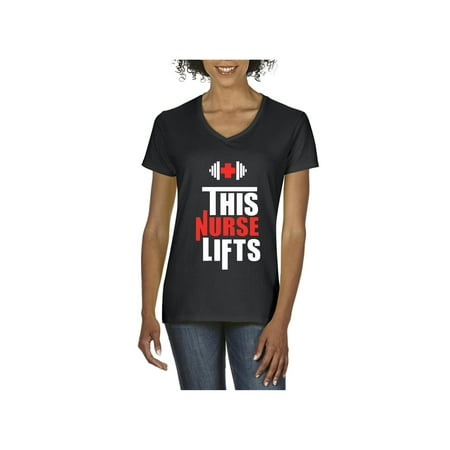 This Nurse Lifts Gym Workout Women V-Neck T-Shirt