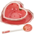 thumbnail image 2 of SEWCHICS Fashionable Ceramic Strawberry Serving Bowls Pink Color Multi Function Spoons Plates, 2 of 7
