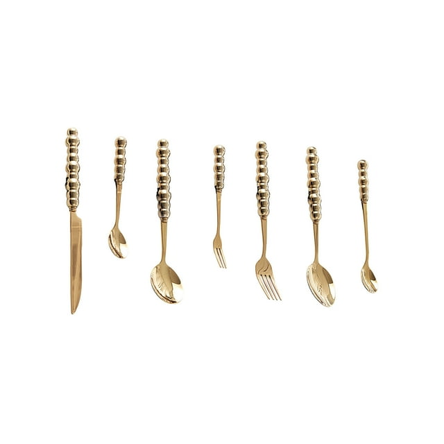 Ohufall Ensemble de Couverts en Acier Inoxydable Style Western Poignée en Céramique Perlée Couteaux et Fourchettes Fourchettes de Table Fourchettes en Acier Inoxydable Ensemble de Fourchettes
