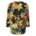thumbnail image 7 of Womens Crew Neck 3/4 Length Sleeve Tees Fall Leaf Print Loose Fit Casual Shirts Curved Hem Lightweight Dressy Tunic Tops ,S,Light Green, 7 of 7