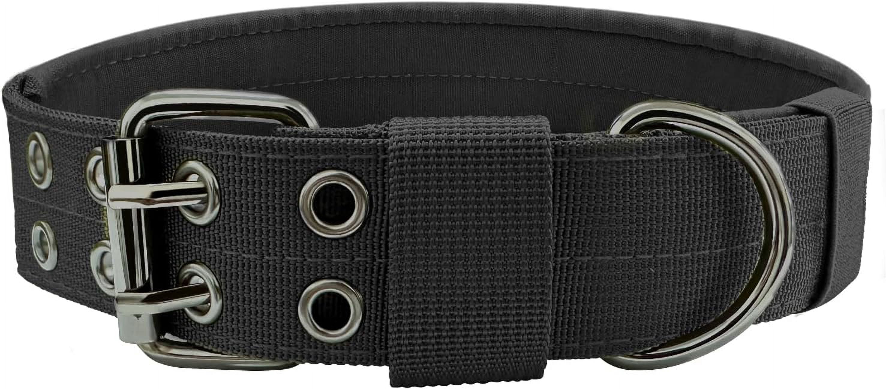 Heavy Duty Dog Collar for Large Dogs, 2 PCS Tactical Dog Collars with Metal Buckle & D Ring, 1.5" Width Thick Adjustable Nylon Collar for Medium Dogs, Black/XL