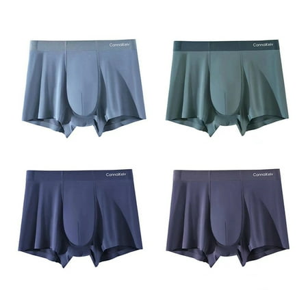 

HEVIRGO 4 Pcs Men Sports Boxers Letter Print U Convex Elastic Mid Waist Solid Color Anti-septic Breathable Bulge Pouch Men Underpants Inner Wear Clothes