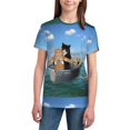 thumbnail image 3 of Wukai Two Brave Cats Are Floating On The Sea Iceberg Youth Unisex Short Sleeve T-Shirt for Boys, Girls, Teens, and Kids-Large, 3 of 7