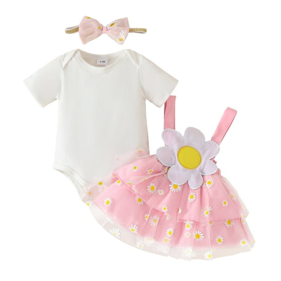 Fozruso Girls 2PC Clothing Set Girls Outfits For Every Occasion Summer Baby Girls Short Sleeve Romper With Strawberry Floral Cake Skirt Set For Ages 3 Months To 18 Months,9-12 Months(Red)