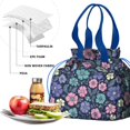 thumbnail image 4 of Pioneer Flower Drawstring Lunch Bag Women - Drawstring Lunch Bag Insulated for Work Office - Stain-Resistant Large Lunchbags for Women with Multi-Pockets, 4 of 6