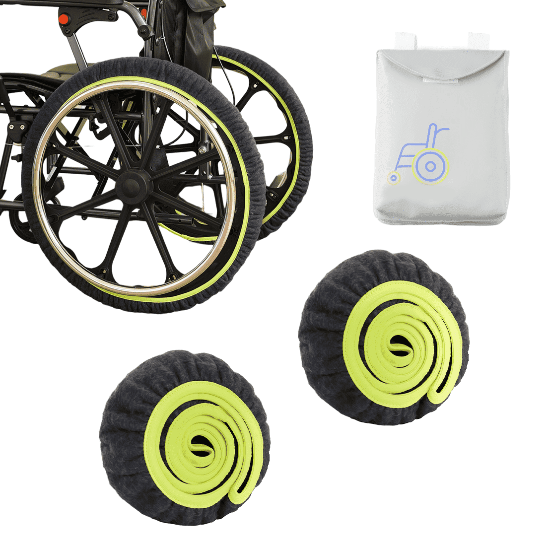 Ehucon Wheelchair Wheel Covers Blue Polyester Tire Covers Washable Floor Protector Mobility Aid Accessory 1 Pair 20 inches
