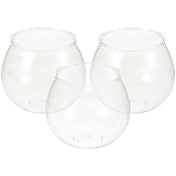 Alipis 3Pcs Clear Plastic Fish Bowls, Shatterproof Small Betta Fish Tanks, Round Desktop Aquariums, Multi-Purpose Bowls for Fish, Candy, Vase