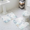 thumbnail image 3 of Summer Ocean Bathroom Rugs Set Teal Grey Shell Coral Turtle Starfish Marine Life Non Slip Absorbent Soft Bath Mats 3 Piece Set with Bathroom Rug, U-Shaped Floor Mat, Toilet Seat Cover Large Size, 3 of 9