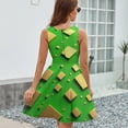thumbnail image 6 of Green Gold Squares Modern Art Sleeveless Dress Women Summer Evening Dresses Ladies Sundress, 6 of 7