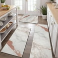 thumbnail image 2 of White Rose Gold Marble Pattern Kitchen Rugs Sets Of 3,Kitchen Runner Rugs Non Skid Washable,Decorative Kitchen Floor Mats for Kitchen,Sink,Laundry,17"x30"+ 17"x47" + 17"x59", 2 of 6