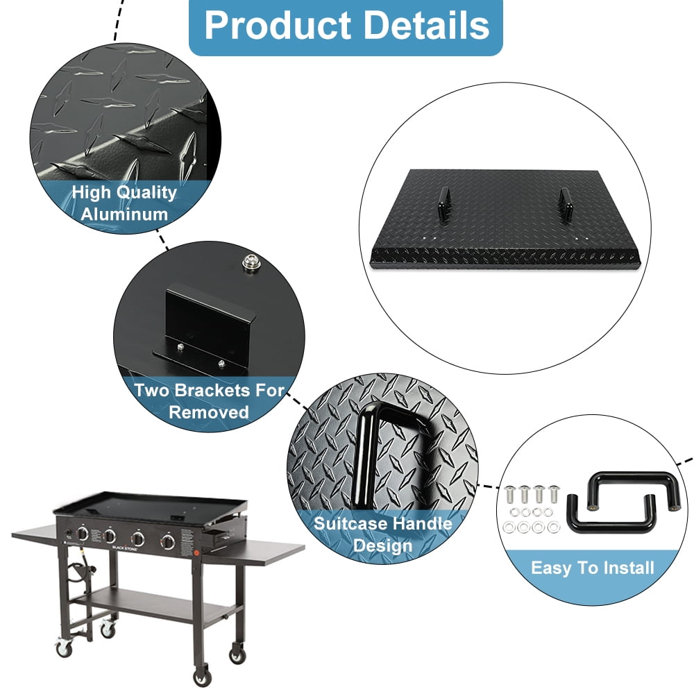 HECASA Griddle Grill Cover Hard Top Lid Black with Handle Outdoor Home BBQ for 36" Front or Rear Grease Griddle 36 Inch Blackstone Members Camp Chef Hood